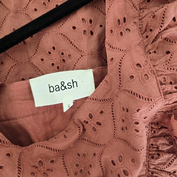 Ba&sh Eyelet Ruffle Rose Pink Dress - Picture 9 of 11